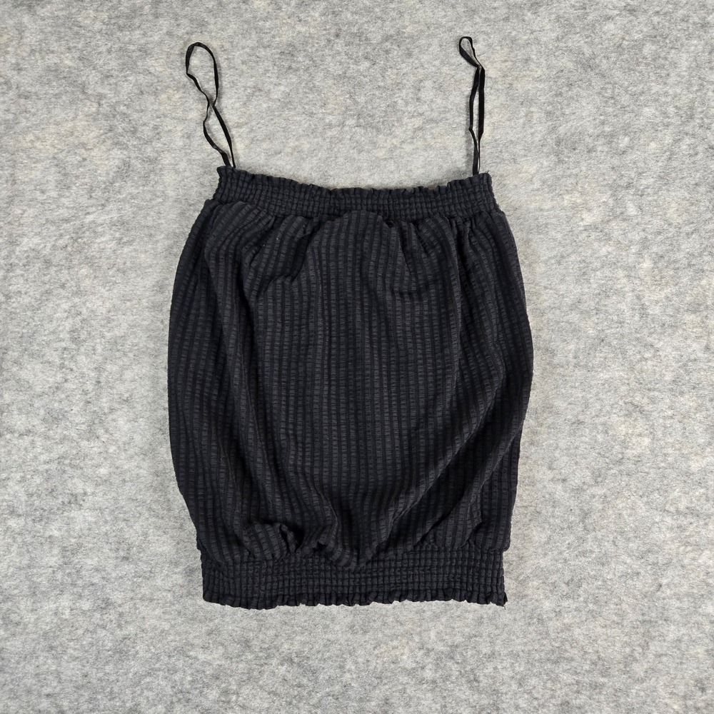 Anthropologie Cami Top Womens XS Black Excellent Smocked Ribbed Spaghetti Strap